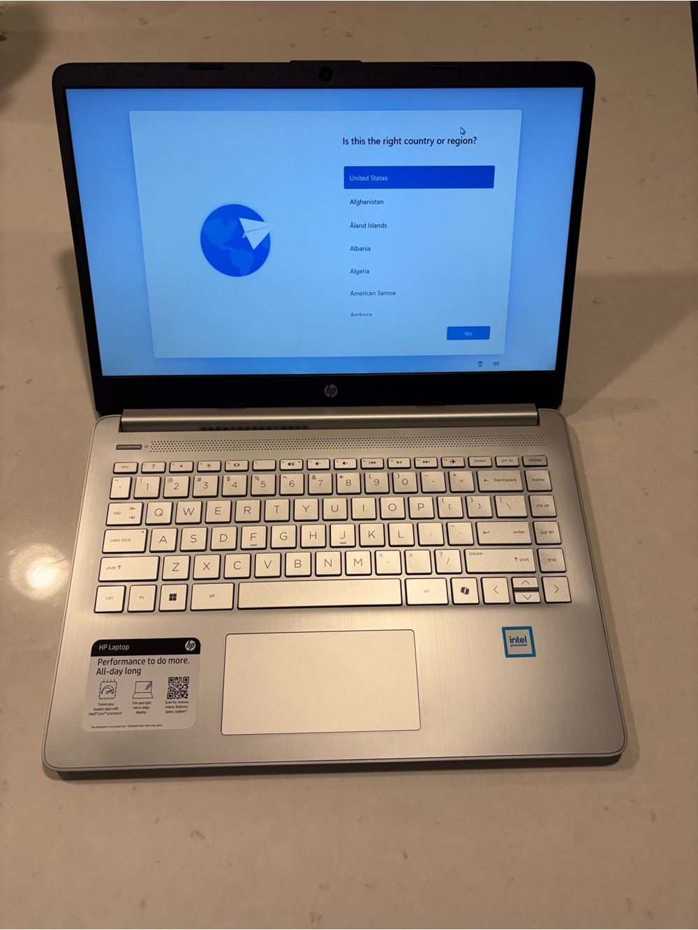 HP Laptop in Silver and Black with Intel Badge
